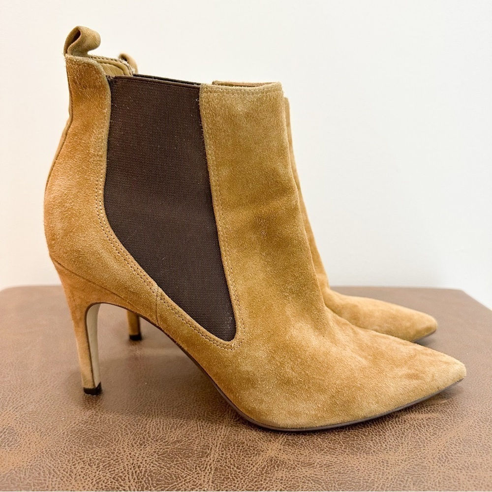 Nine West Joliee Suede Heeled Ankle Boots Medium Brown sz 7.5 - Picture 3 of 8